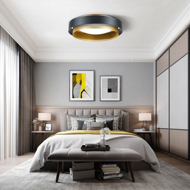 Nordic Circular Flush Mount Metal LED Ceiling Light Fixture for Living Room