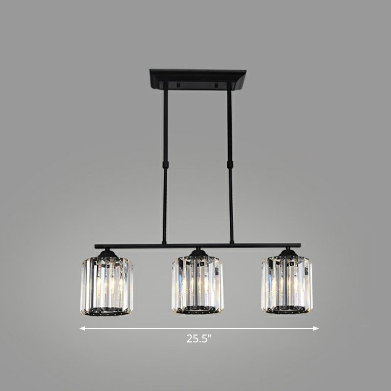 Geometrical Crystal Ceiling Chandelier Minimalist Black Hanging Light Fixture for Restaurant