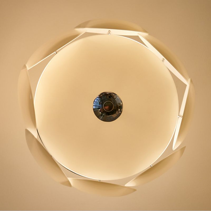 Modern Ceiling Lamp White Glass Shade Flush Mount Light Fixture