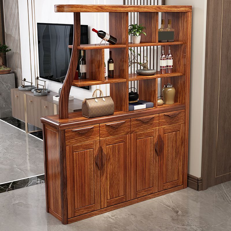 Solid Wood Cabinet in Brown 78.74" Tall Accent Cabinet with Drawers and Shelves