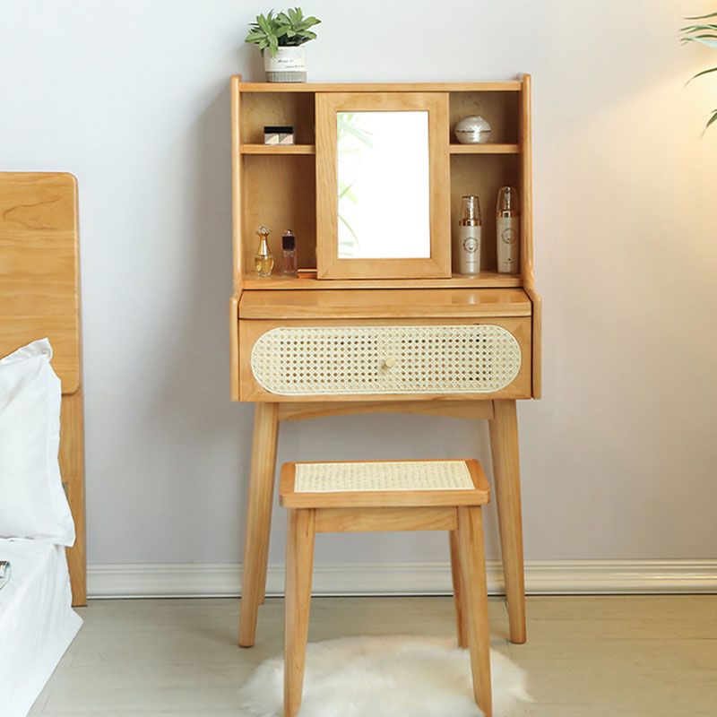Scandinavian Bedroom 1 Drawers Solid Wood Removable Make-up Vanity