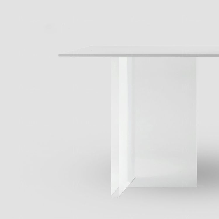 Moderne witte eettafel rechthoek gesinterde stenen eettafel met acrylbasis
