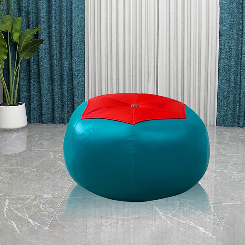 Contemporary Pouf Ottoman Faux Leather Upholstered Spherical Ottoman