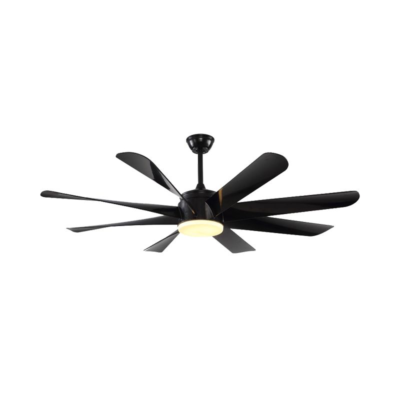 Modernistischer Kreis halb Flush Lighting Acryl 8 Klingen LED Hängende Lüfterlampe in schwarz, 60 "breit