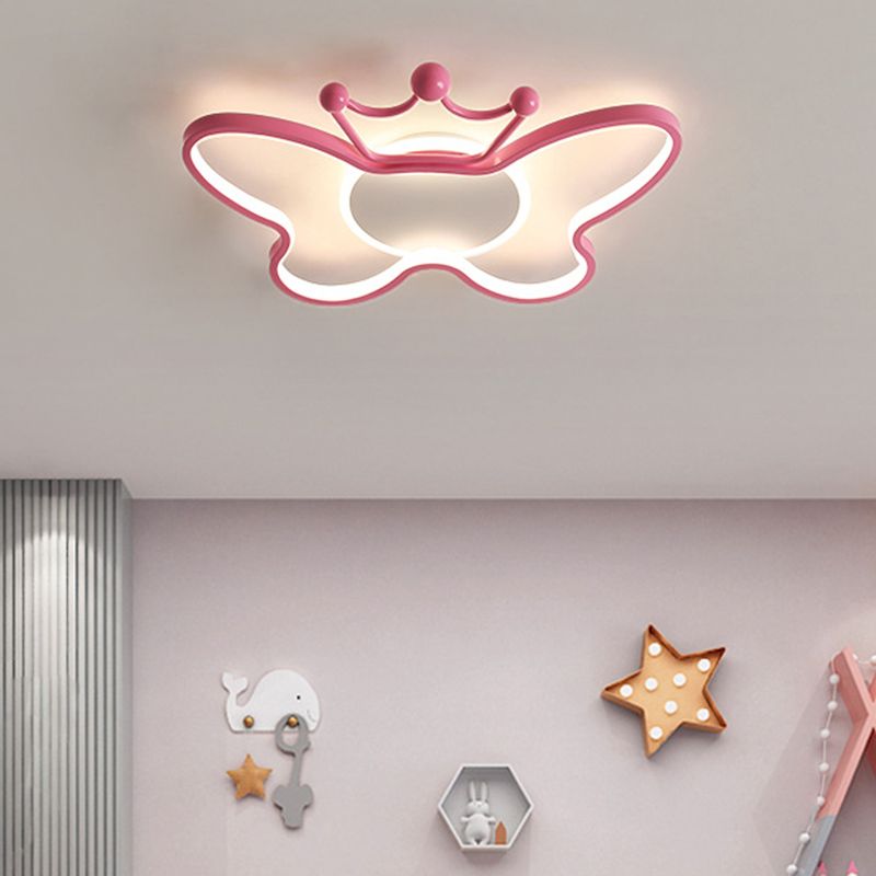 Butterfly Semi Flush Plafond Lilaires dessin animé Plafond en aluminium Chandelier pour enfants pour les enfants