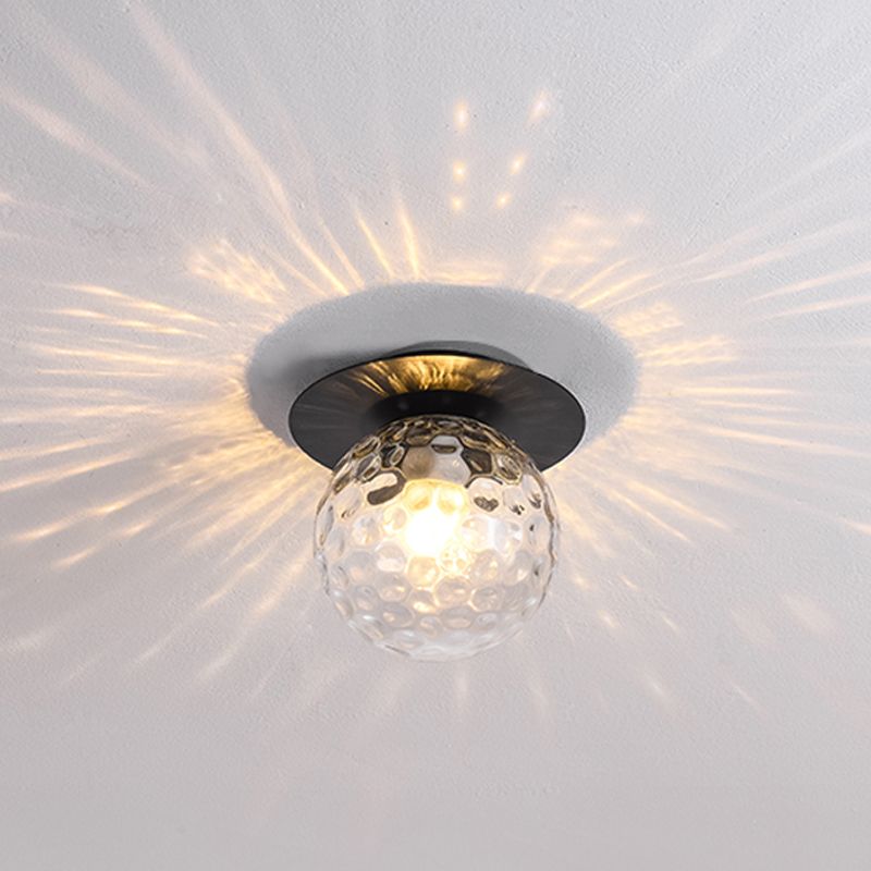 Modern Concise Globe Flush Mount Lacquered Iron Ceiling Light with Glass Shade