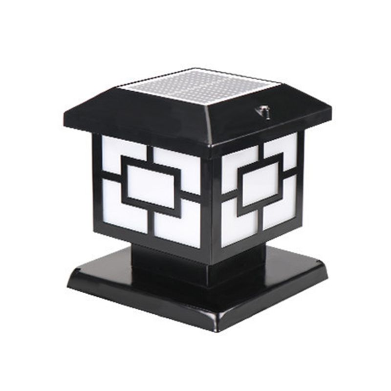 LED Contemporary Metal Pillar Lamp Square Shape Outdoor Waterproof Light