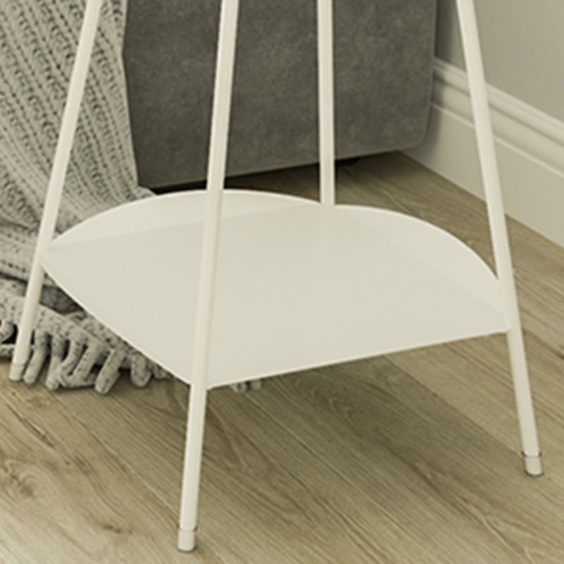 Metal Tray Top Side End Table 4 Legs Double Tier Corner Table