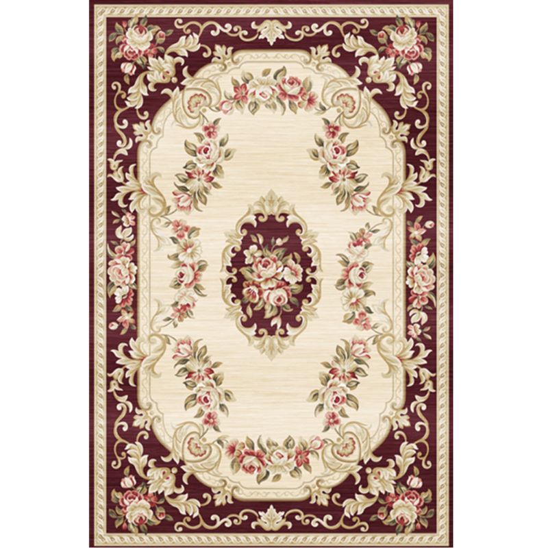 Imperial Peonies Print Rug Multi Colored Victorian Carpet Synthetics Machine Washable Non-Slip Backing Pet Friendly Rug for Room