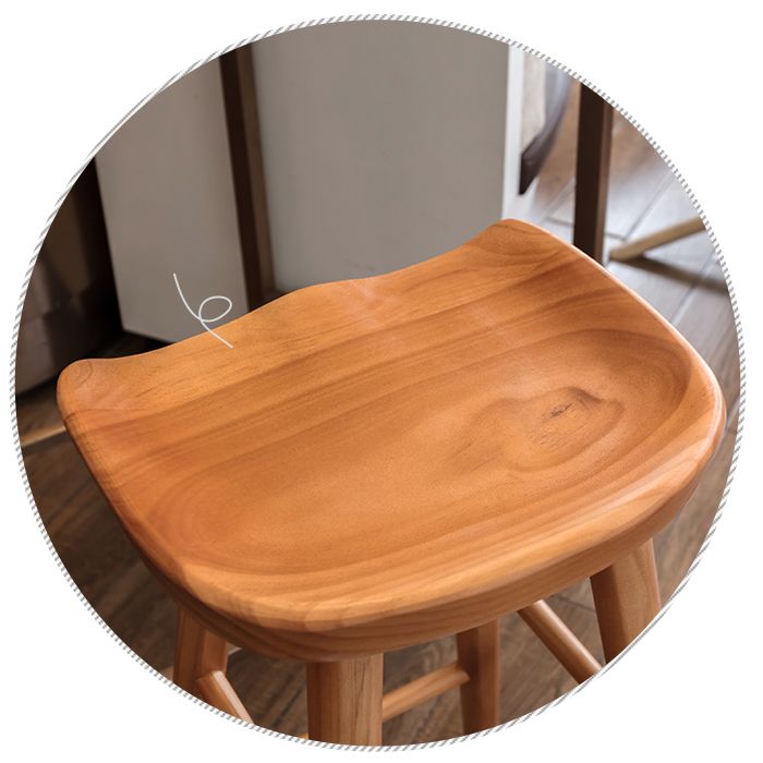 Modern Footrest Counter Chair Saddle Seat Solid Wood Bar Stool in Coffee Shop