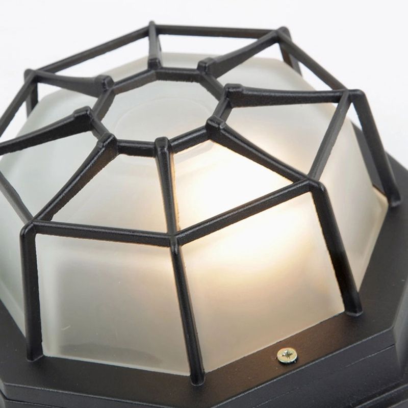 Octagonal Flush Mount Light Traditional Waterproof Ceiling Light with Glass Shade