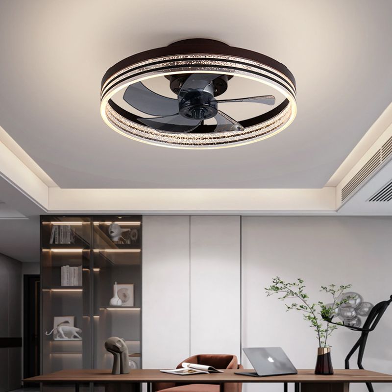 Minimalist LED Ceiling Fan Light Circular Semi Flush Ceiling Light with Acrylic Shade