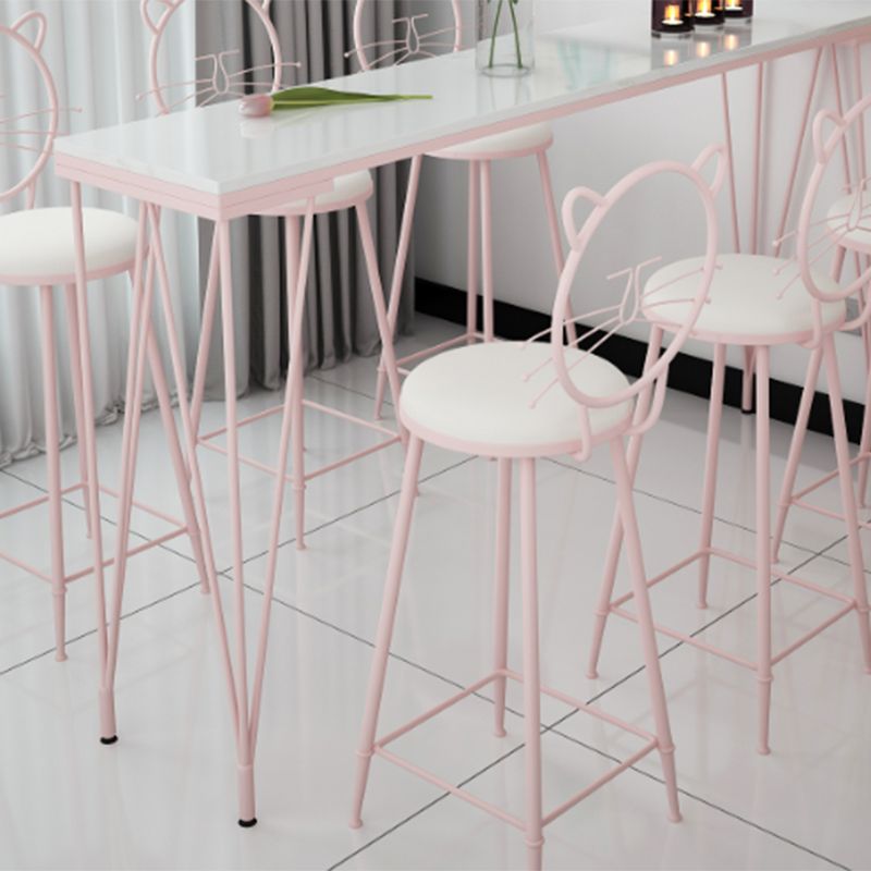 Glam Style Rectangle Bar Table Faux Marble 4 Legs Bar Dining Table