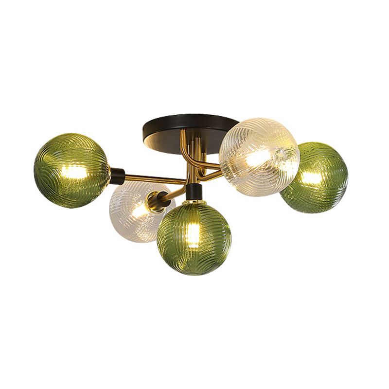 Glass Ball Shape Flush Mount Light Modern 5 Lights Flush Mount Ceiling Fixture