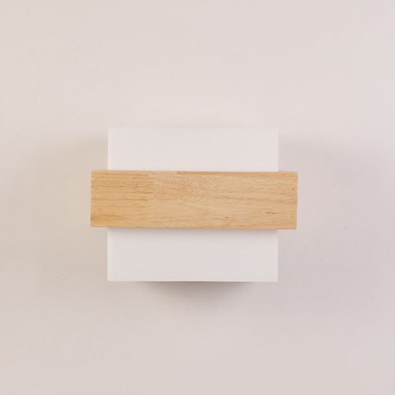Modern Style Rectangular Wall Sconce Lights Wood 1 Light Wall Mount Lighting
