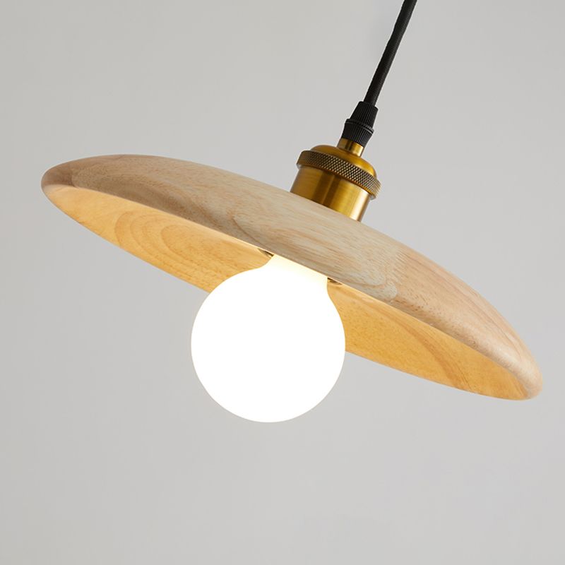 Pot Cover Shade Hanging Lighting Modern Style Bois massif 1 pendentif léger pour séjour à domicile