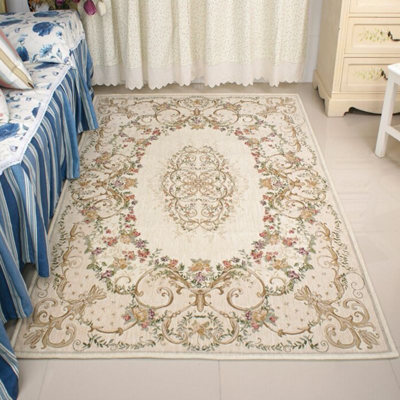 Multi Colored Flower Rug Polyster Vintage Area Rug Anti-Slip Pet Friendly Easy Care Indoor Rug for Decoration