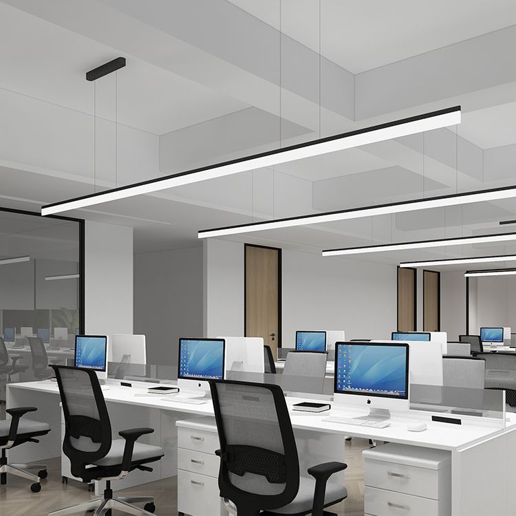 Black Aluminum Minimal Ceiling Lamp 1-Light LED Pendant Lighting Fixture for Office