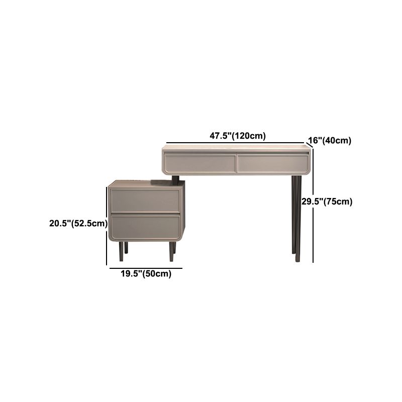 Minimalist Stone Top Vanity Table Modern Makeup Counter with 4 Drawers