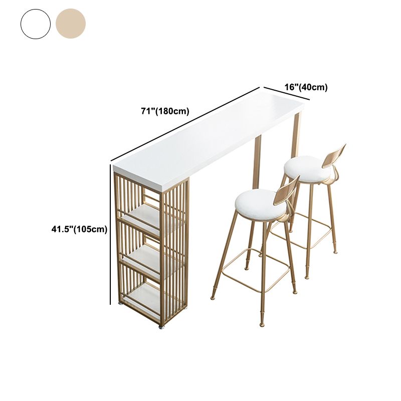 Glam Style Rectangle Bar Table Solid Wood Bar Dining Table with Storage