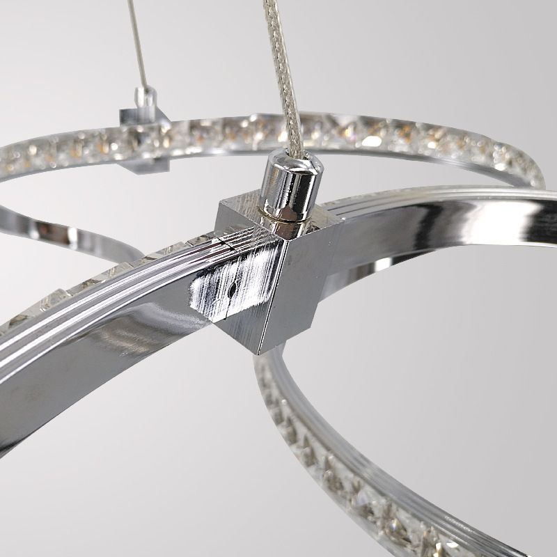 Twist Dining Room Deckenkraut Kristall LED Einfacher Suspension Anhänger in Chrom, warm/weißes Licht