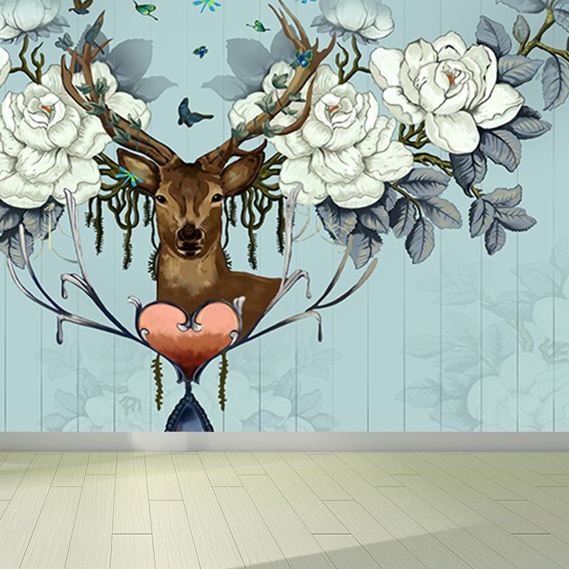 Stain Resistant Reindeer Mural Non-Woven Texture Modern Wall Decor for Girls Room