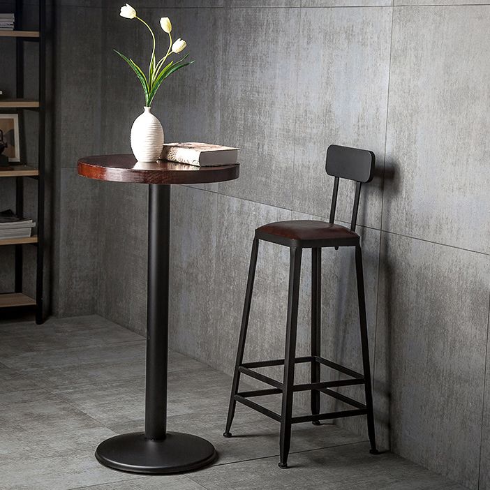 Contemporary Armless Dining Stool Metal Bar Stool with Footrest