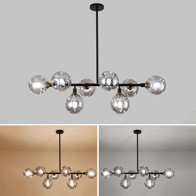 Kitchen Island Pendant Light Nordic Style Island Lighting Fixture with Orb Glass Shade