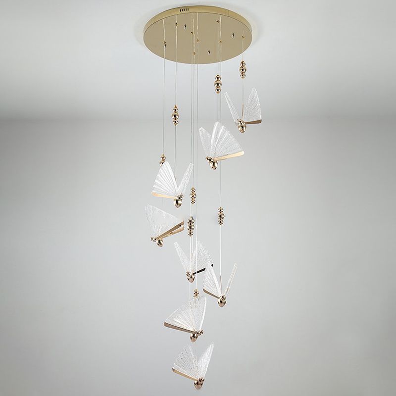 LED -Schlafzimmer Hanging Light Kit Nordic Clear Anhänger Lichtkit mit Schmetterling Acrylschatten