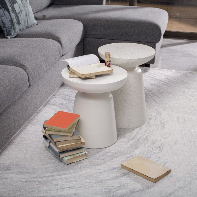 Round White Metal Coffee Table Pedestal 1 Single Cocktail Table