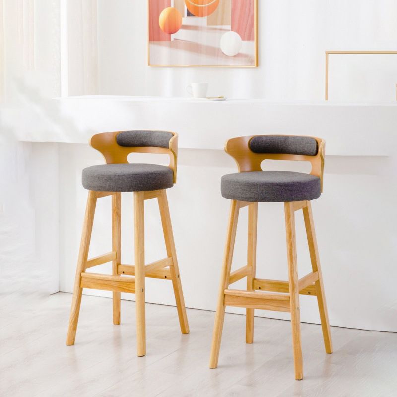 Scandinavische lage rug gestoffeerde voetsteun barkruk Home rubberwood kruk
