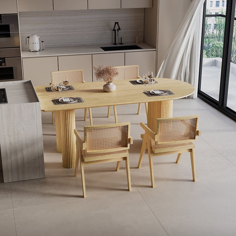 Free Form Dining Table Pine Solid Wood Dining Table in Walnut and Natural