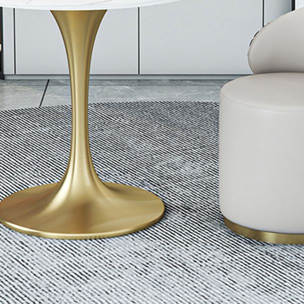 Glam 1/2/4/5 Pieces Gold Dinette Set with White Sintered Stone Top Round Dining Table Set