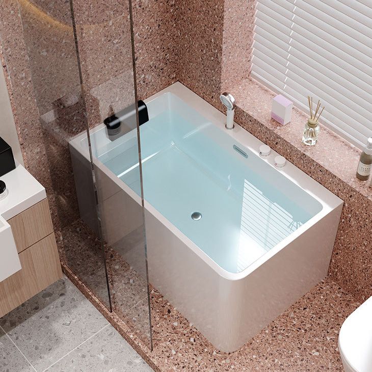 Bathroom Rectangular Bathtub White Acrylic Back to Wall Soaking Tub