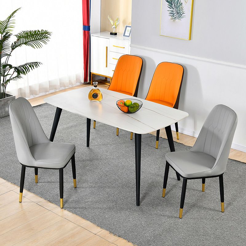 Juego de sillas de metal escandinavo, silla auxiliar de comedor con respaldo sólido de cocina (juego de 4)