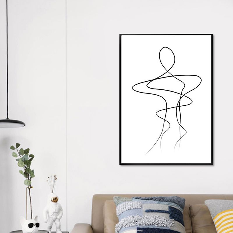 Irregular Line Charcoal Drawings Art Minimalism Style Canvas Painting, Multiple Sizes