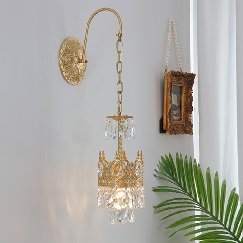 Nordic Style Wall Mount Light Cylinder Shape Crystal Wall Lamp for Bedroom