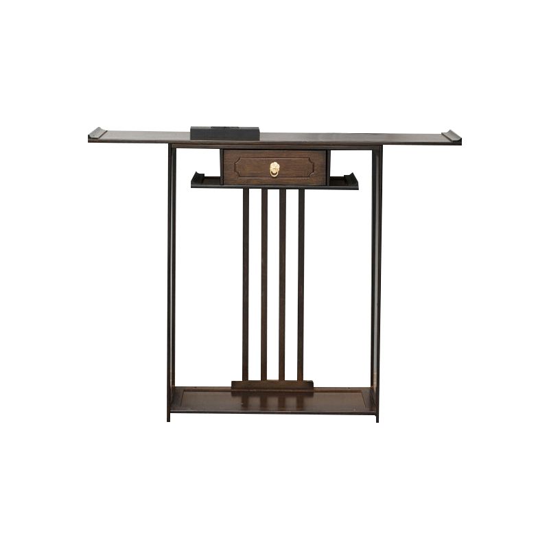 31"H Mid-Century Modern Console Table Single Drawer Sofa Table