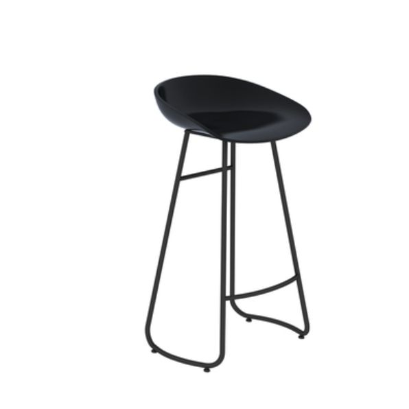 Modern Armless Backrest Counter Stool Iron Dessert Shop Bar Stool with Plastic Seat