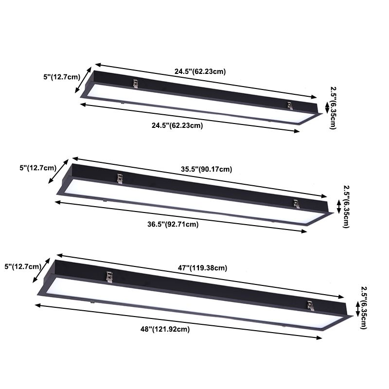 Rectangle Shape LED Ceiling Lamp Modern Aluminium 1 Light Flush Mount for Aisle