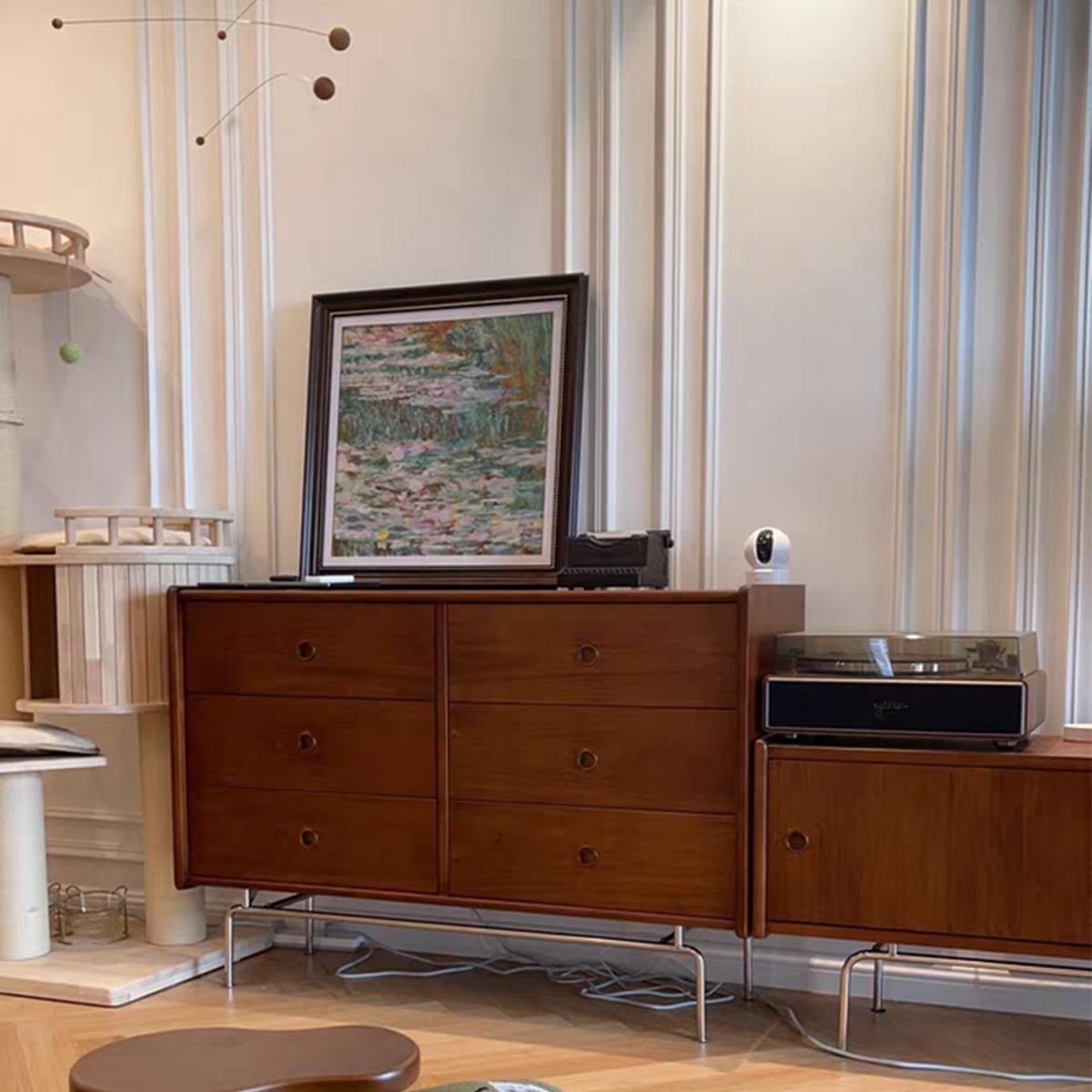Mid-Century Modern Accent Chest with  Drawers and Straight Legs in Brone