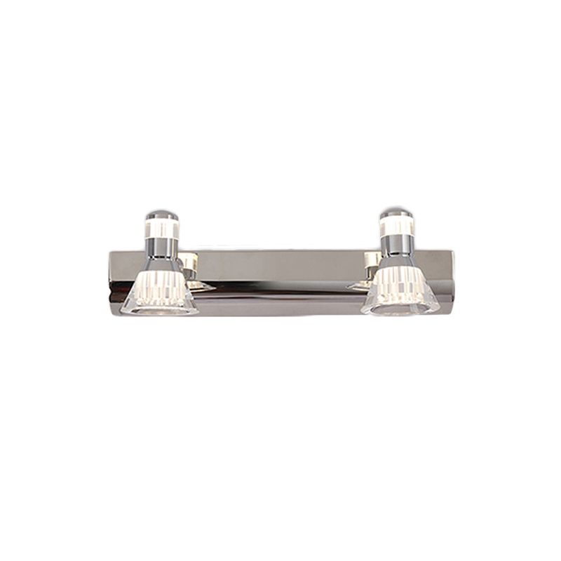 Contemporary Style Conic Sconce Light Aluminum 2/3/4 Lights Bathroom Stainless Steel Vanity Lighting, Warm/White Light