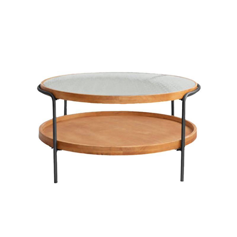 32" Wide Tropical Coffee Table Glass Storage Coffee Cocktail Table