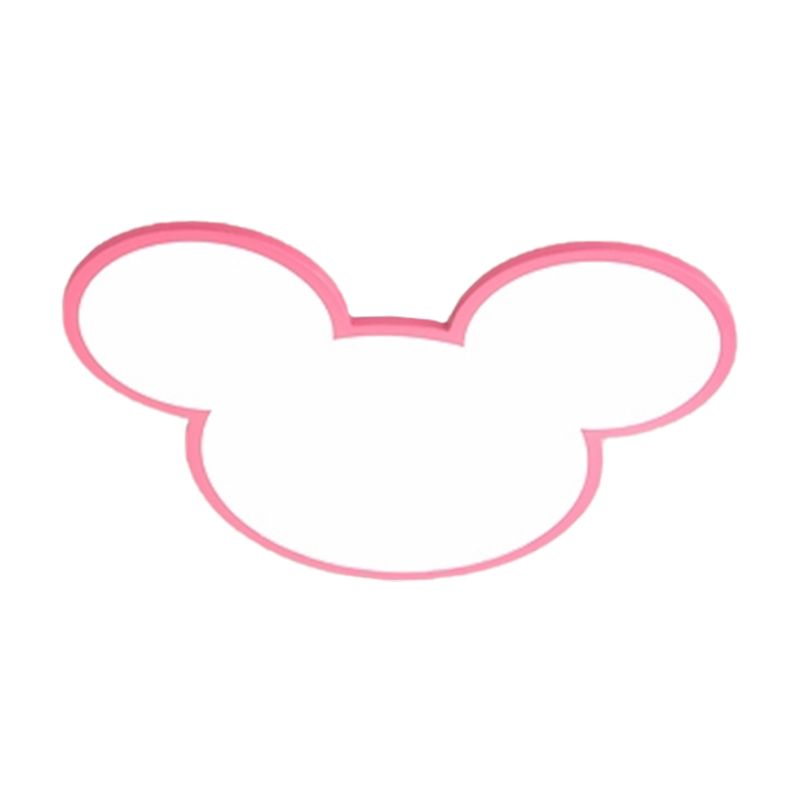 Acrylic Mouse Head Ceiling Light Cartoon LED Flush Mount Lighting Fixture in Pink