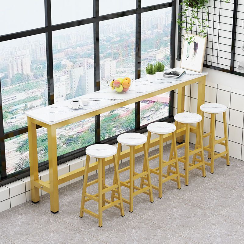 Contemporary Bar Dining Table Rectangle Bar Table with Trestle Base