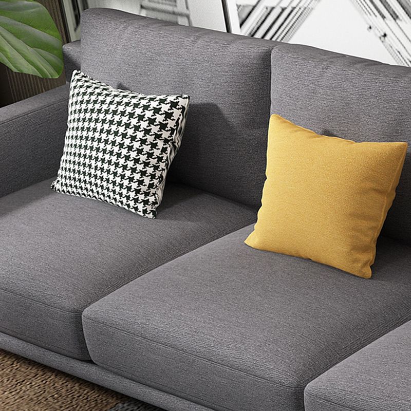 L-shape 4-seater Fabric Sectional Slipcovered Square Arm Sectional