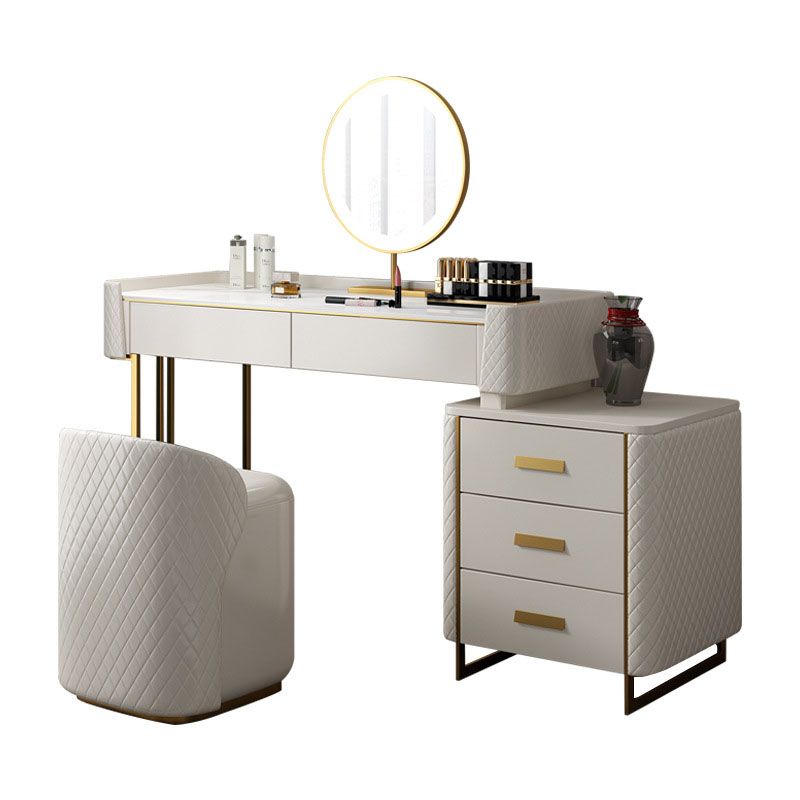 Glam Wooden Vanity Makeup Table Set 5-Drawers Dressing Table