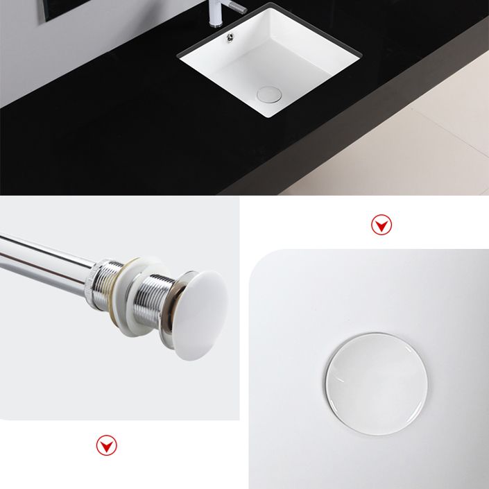 Modern Bathroom Sink Square Ceramic 1-Hole Overflow Sink with Faucet