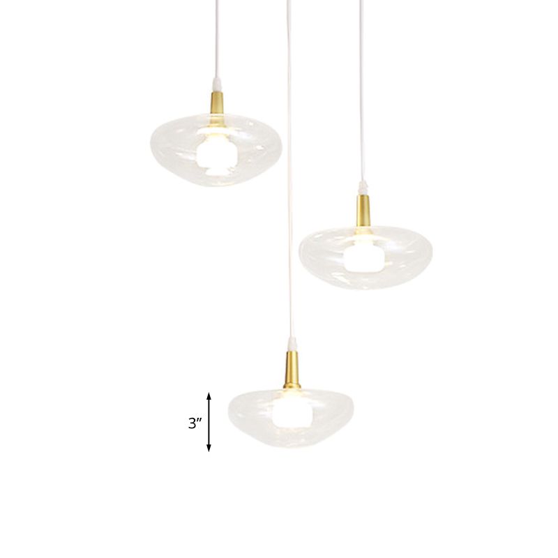 Lampadella multipla ovale vintage vetro trasparente in vetro trasparente 3 lampadine lampada a sospensione sospesa con baldacchino rotondo/lineare