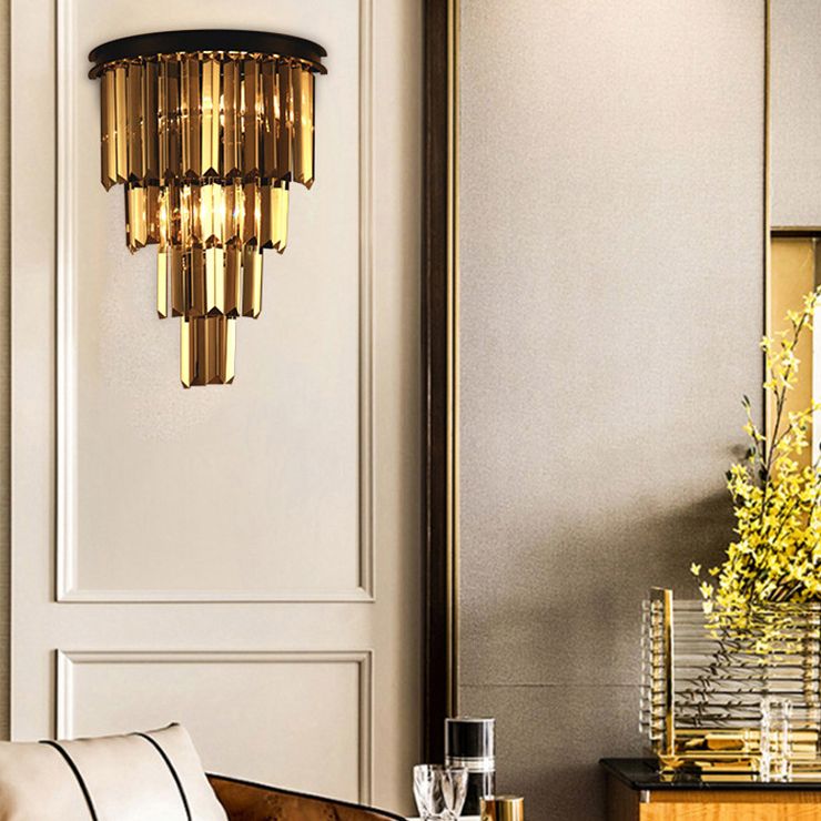 Sfonce da parete in cristallo a 2 luci in moderna lampada da parete in ferro battuto in ferro battuto per camera da letto